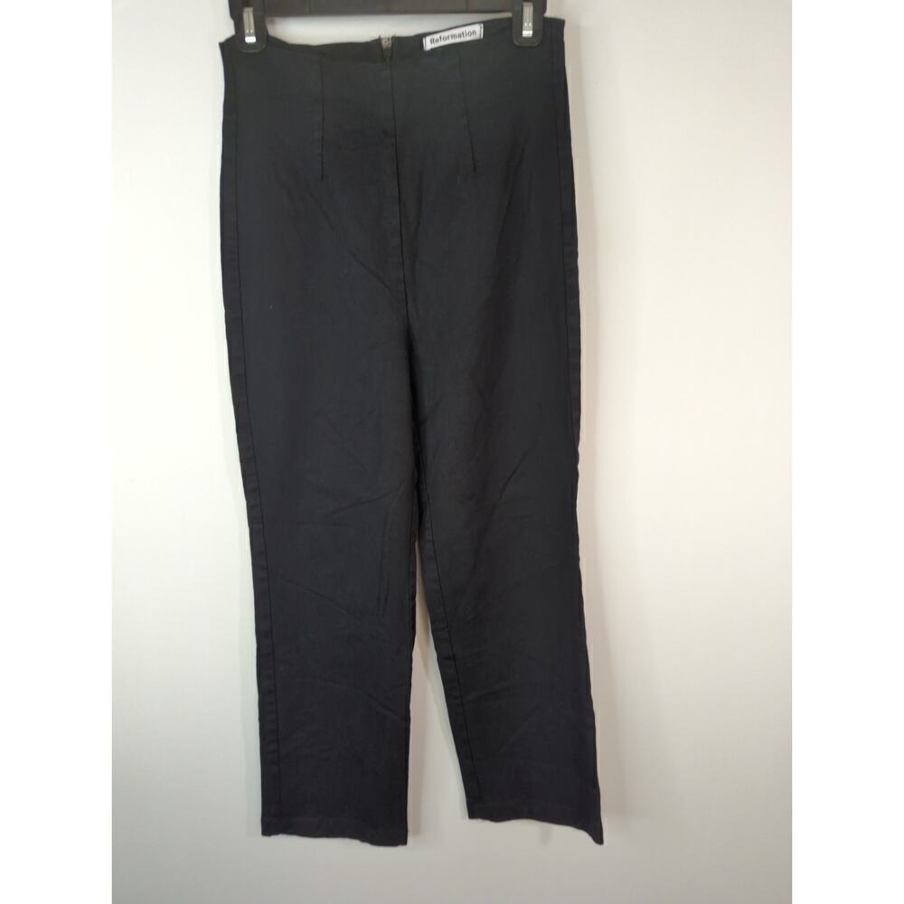 Reformation Black High Rise Straight Leg Trousers Back Zipโ Women's Sz. 6
